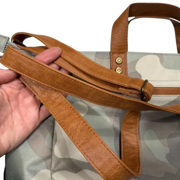 Thirty-one Step Up Tote in Soft Camo Large Tote Bag Crossbody Handles And Straps - Picture 11 of 16